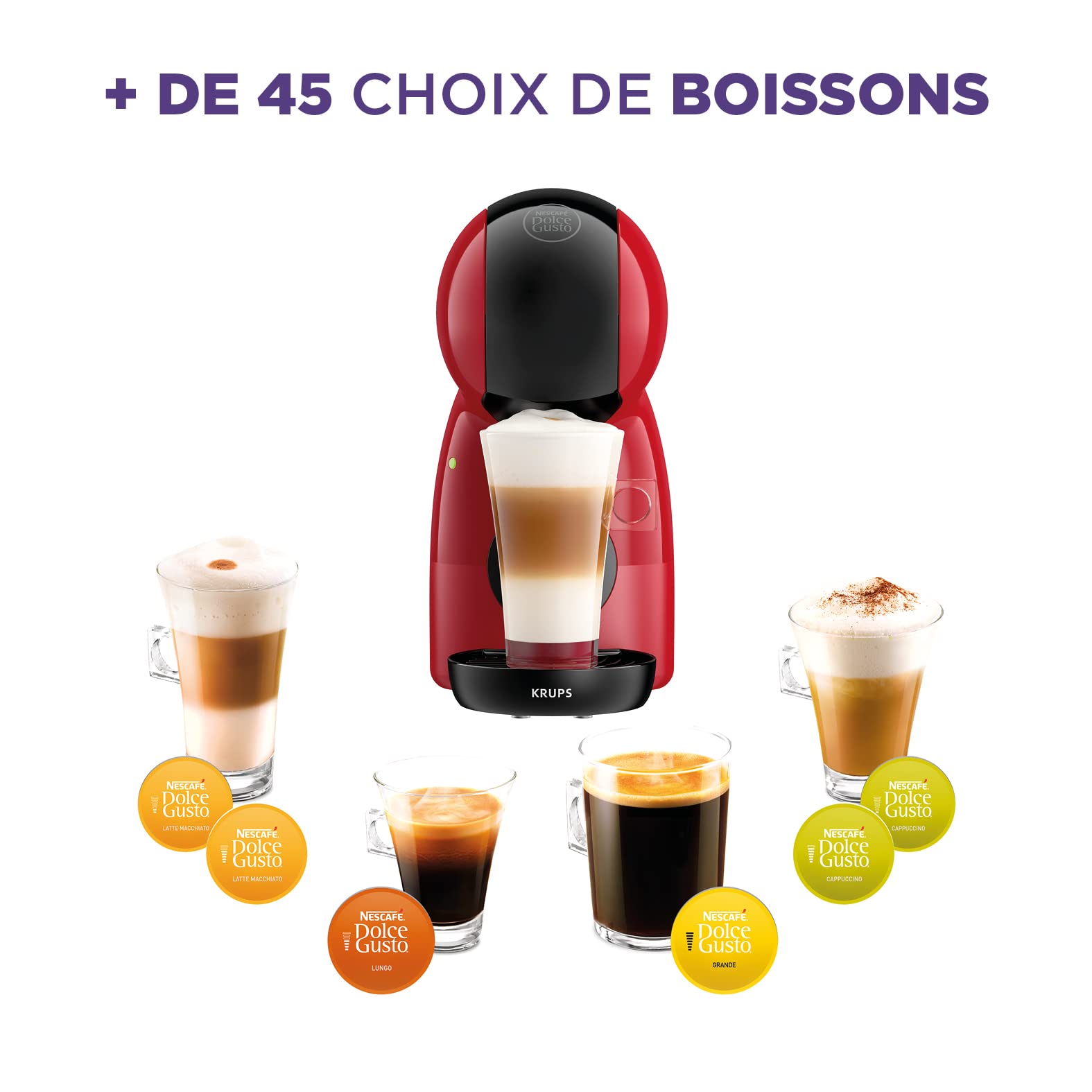 Machine à café capsules, Pression 15 Bars, Cafetière Dosettes Rouge et Noir