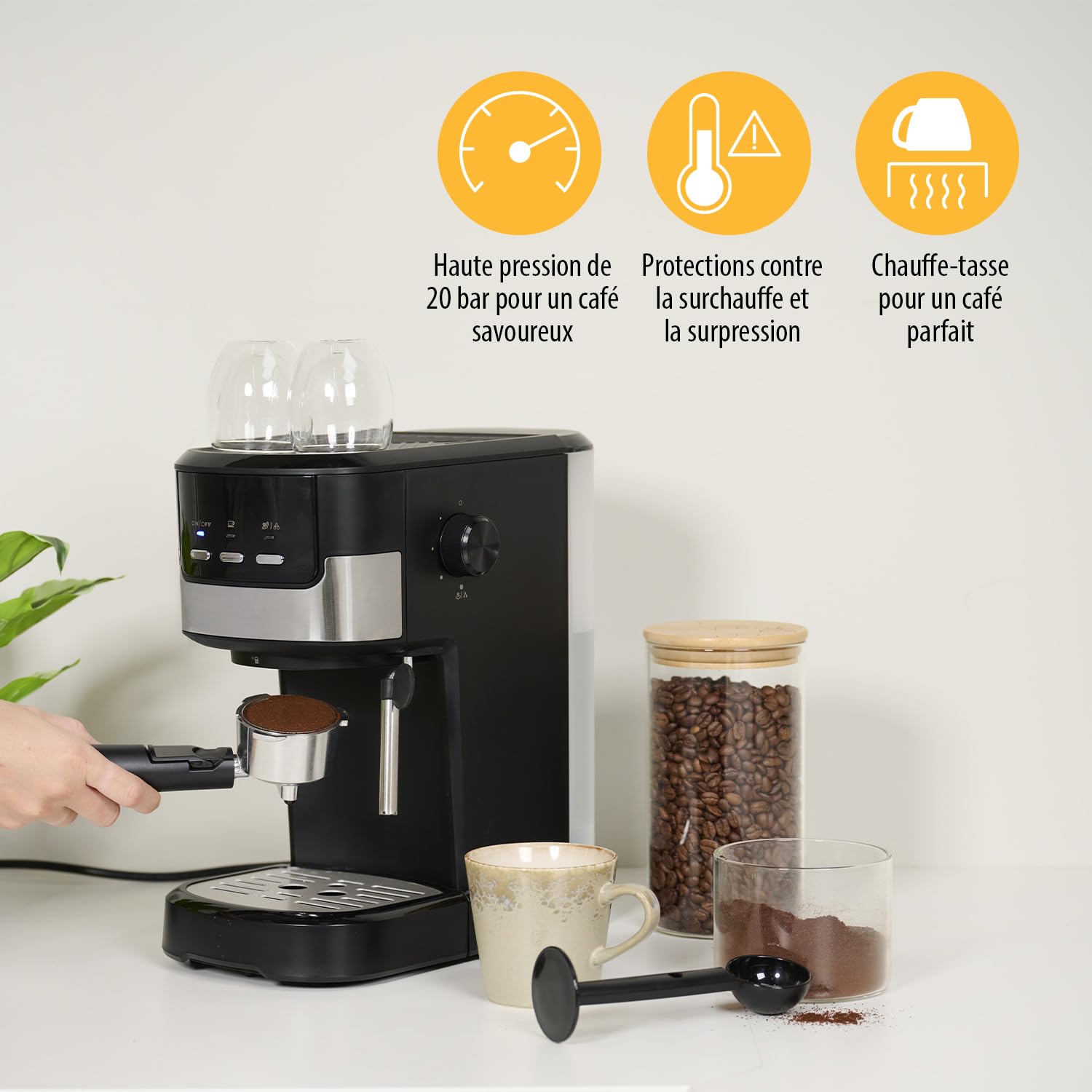 Machine à Espresso 2 tasses à la fois | 20 bars | 1100 W