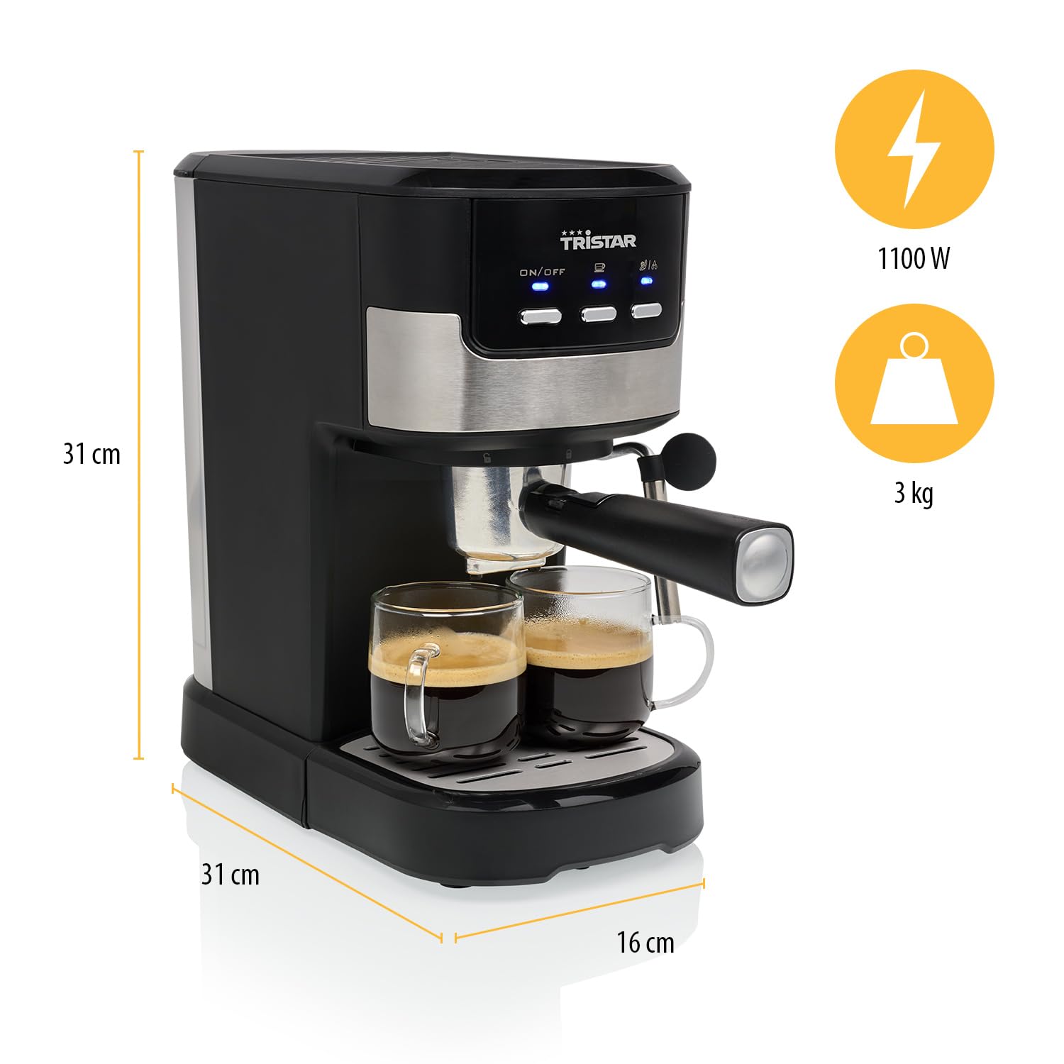 Machine à Espresso 2 tasses à la fois | 20 bars | 1100 W