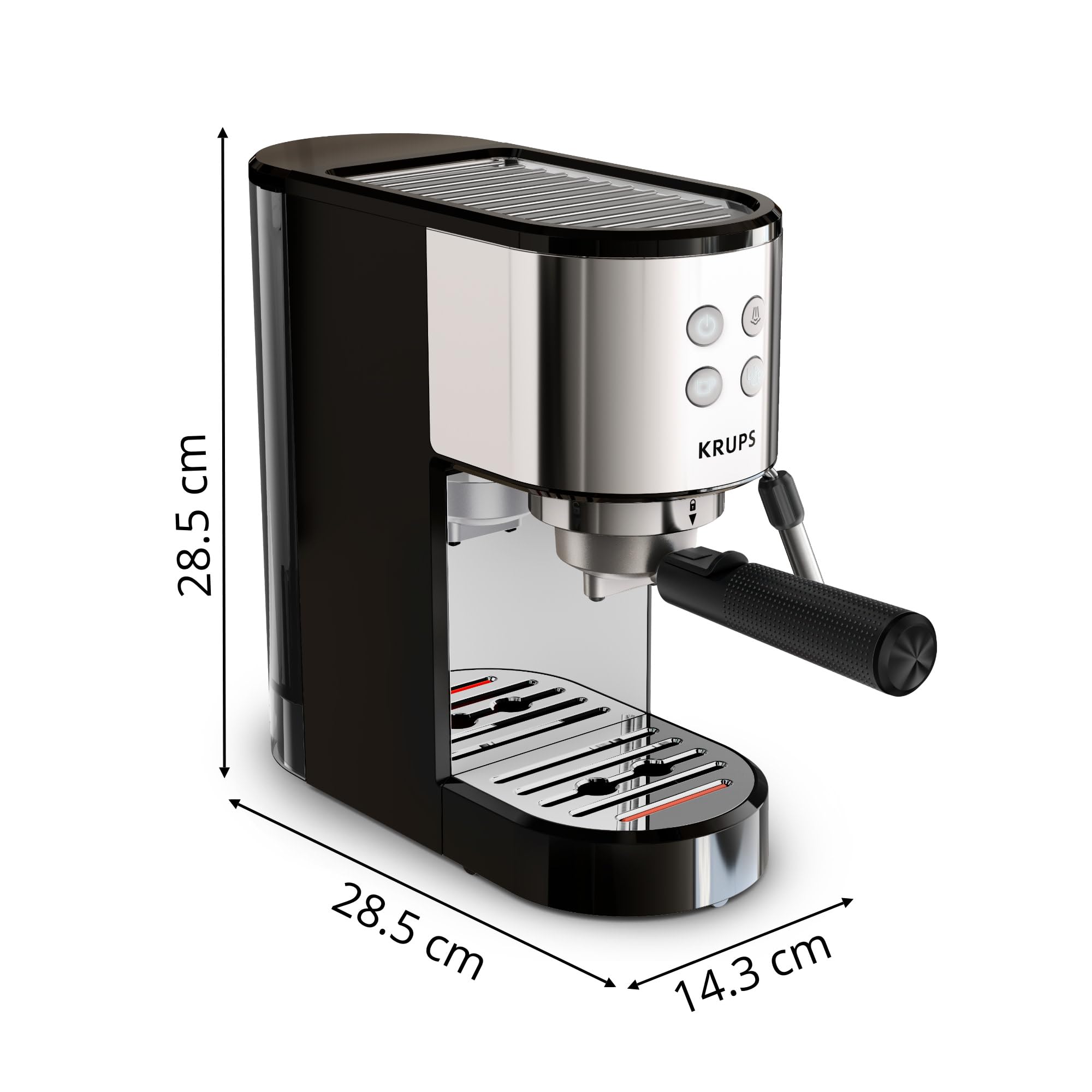 Machine expresso manuelle, design compact, espresso et cappuccino, Silver