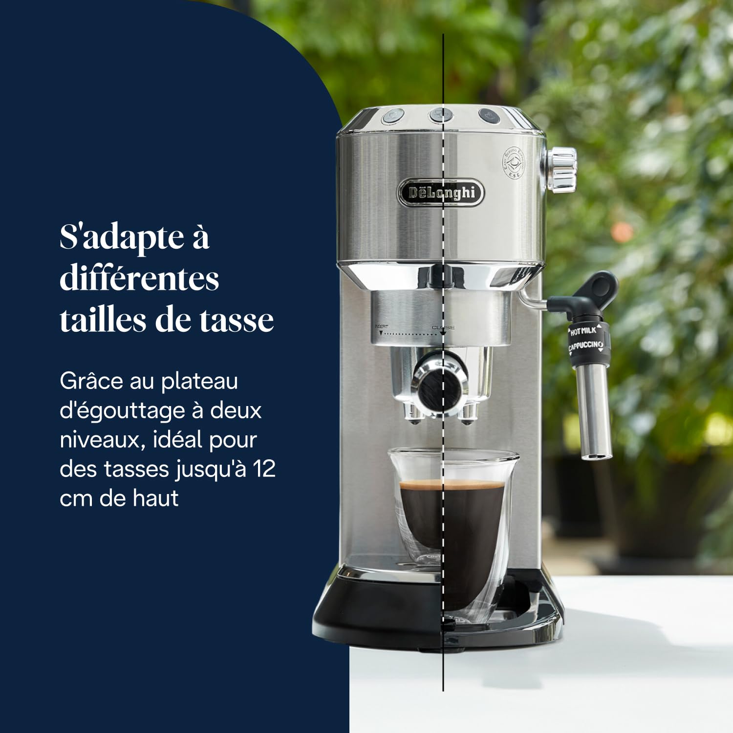 Machine à Expresso avec Buse à Mousse de Lait Professionnelle, Réservoir de 1 L, Boîtier en Métal