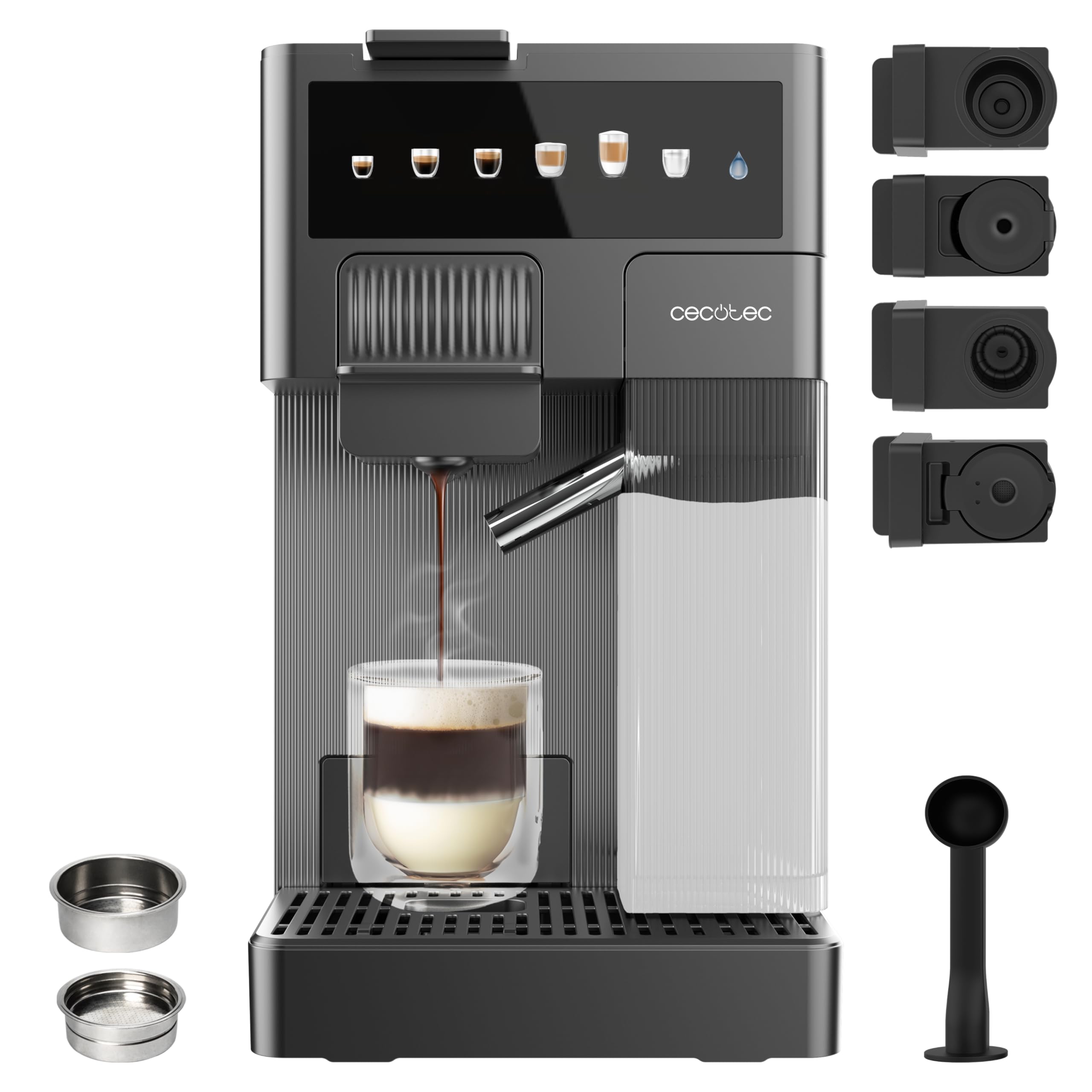 Cafetières à Capsules FreeStyle Latte T. Cafetière multifonctionnelle,1350 W avec réservoir de 400 ml