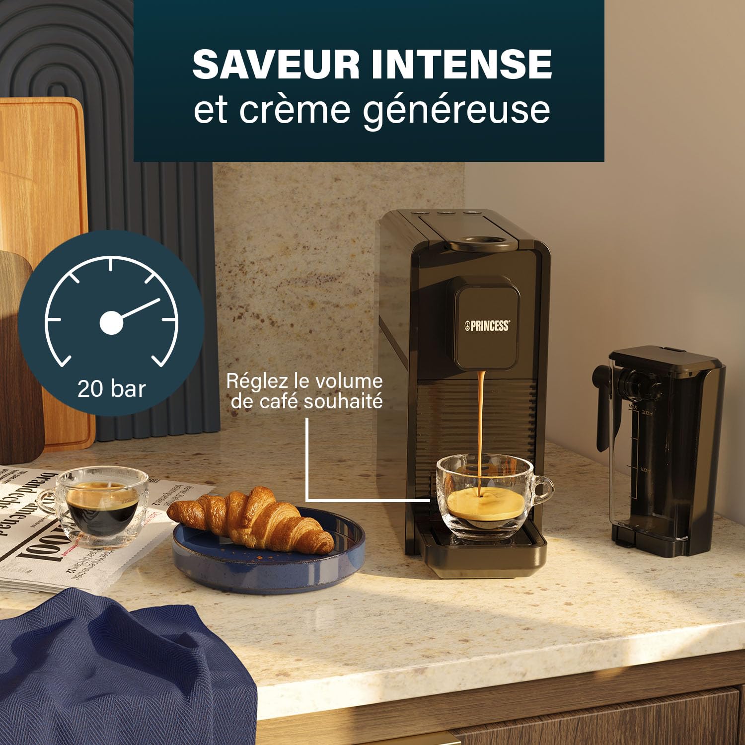 Machine à Café à Capsules and Latte Pro, Lait Automatique, 20 Bars