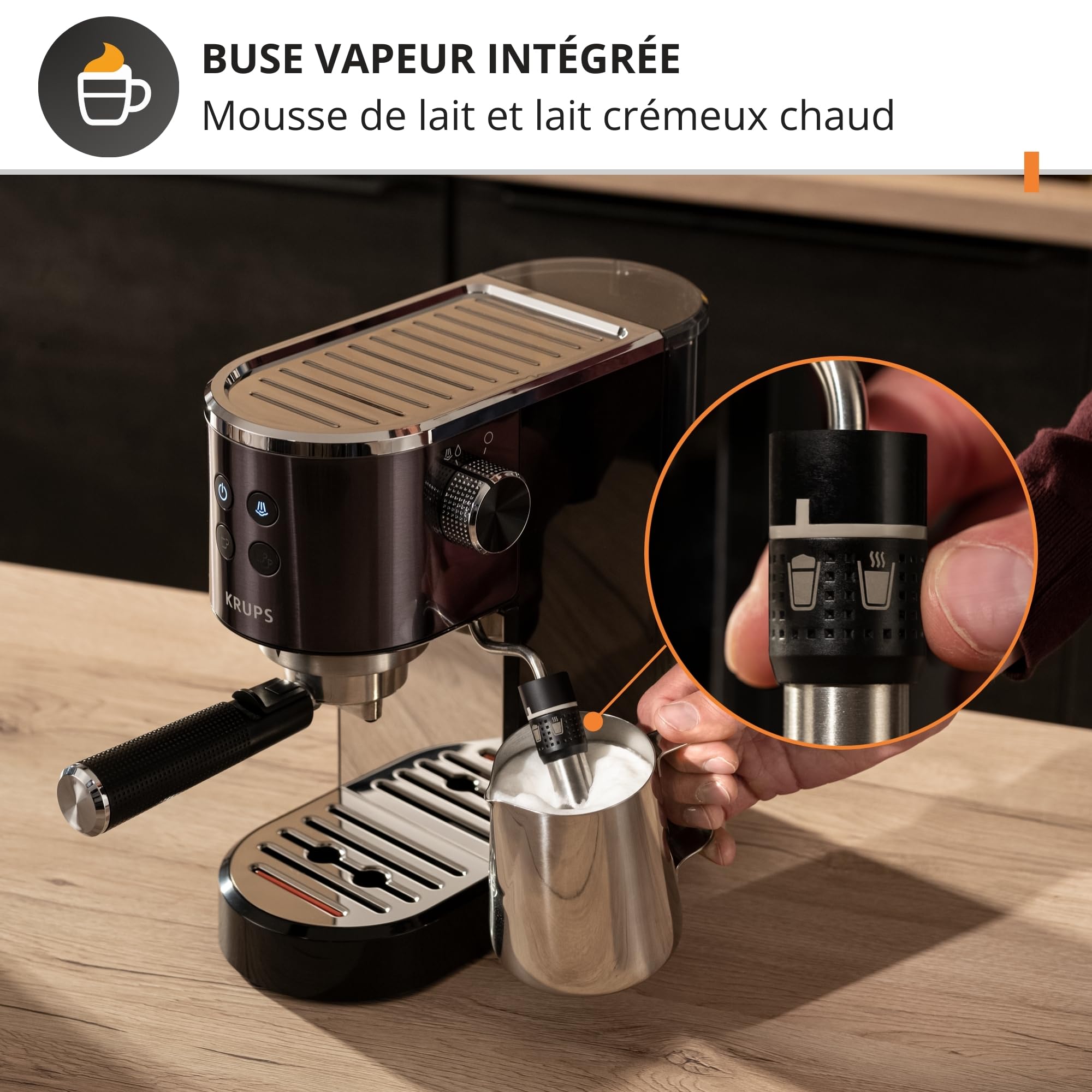 Virtuoso+, Machine expresso manuelle, Café à pompe, Noir